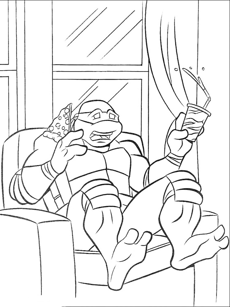 Tmnt Watching Scary Movie Coloring Page