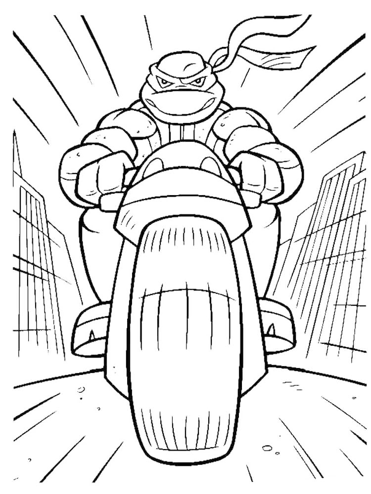 Teenage Mutant Ninja Turtle Motorcycle Coloring Page