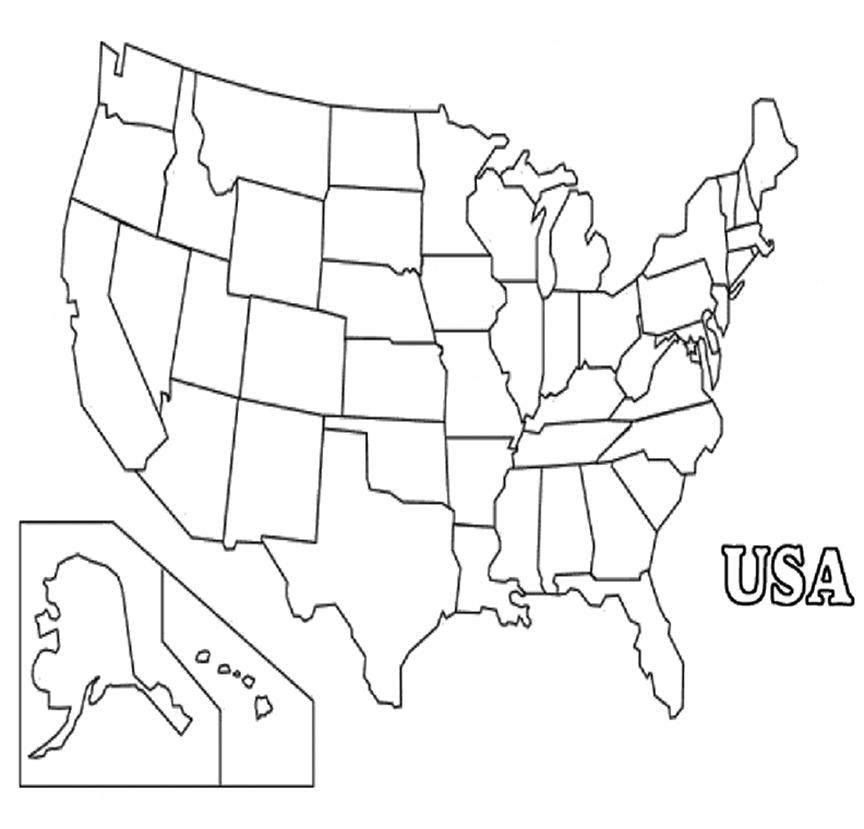 Us Map Of States Coloring Page