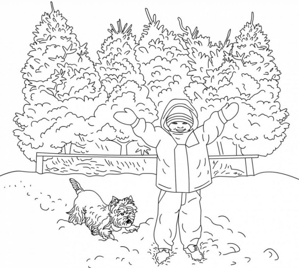 Winter Scene Coloring Pages for Adults