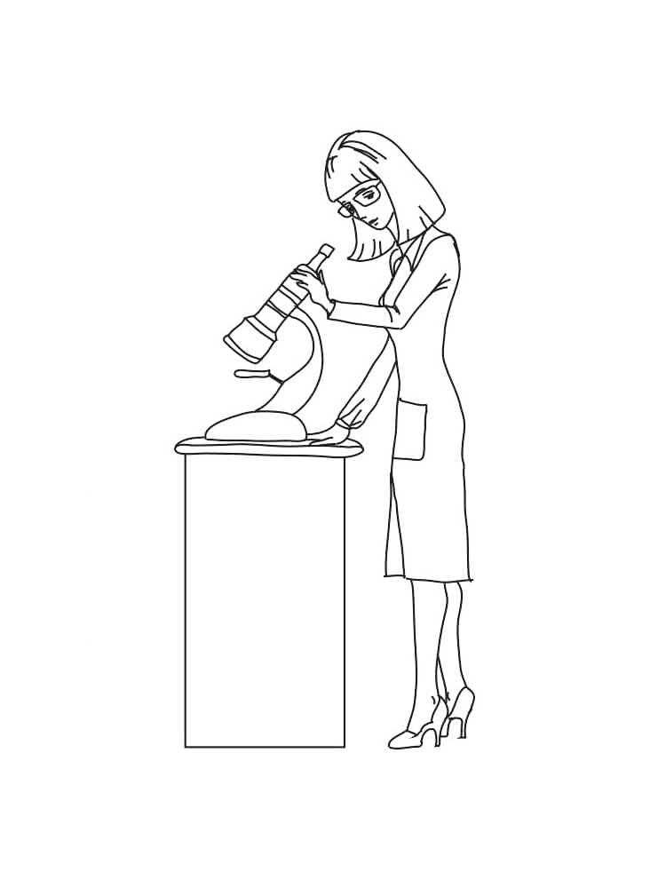 Woman Scientist Coloring Page