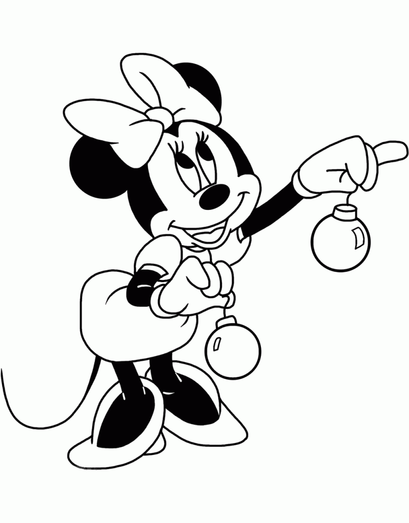 Minnie Mouse Coloring Page Ornaments for Christmas