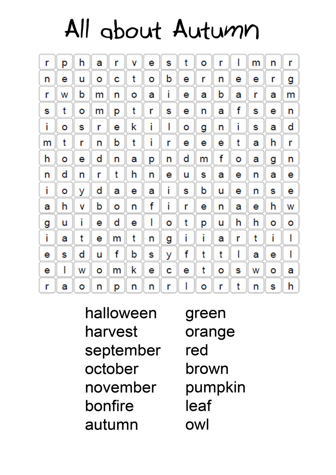 Fall Word Search - Best Coloring Pages For Kids