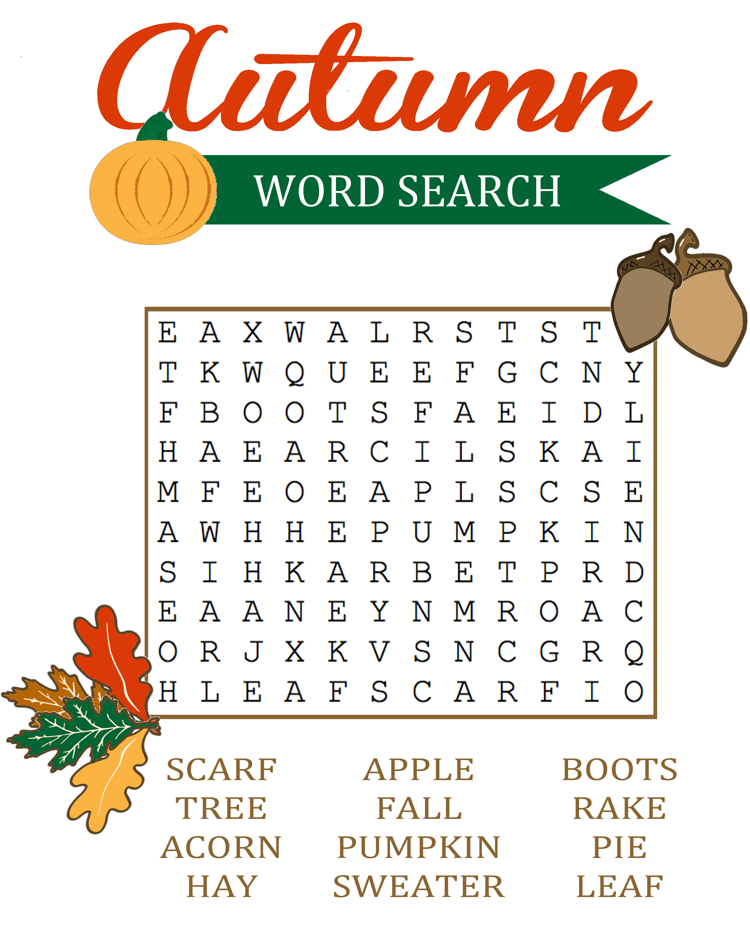 Fall Word Search Best Coloring Pages For Kids