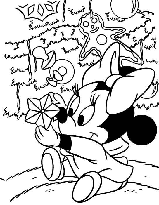 Baby Minnie Christmas Coloring Page