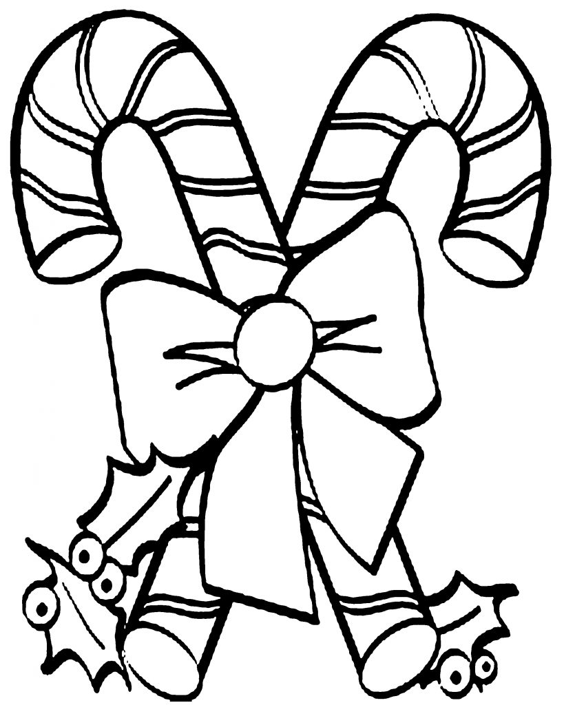 Candy Cane Coloring Page for Preschoolers