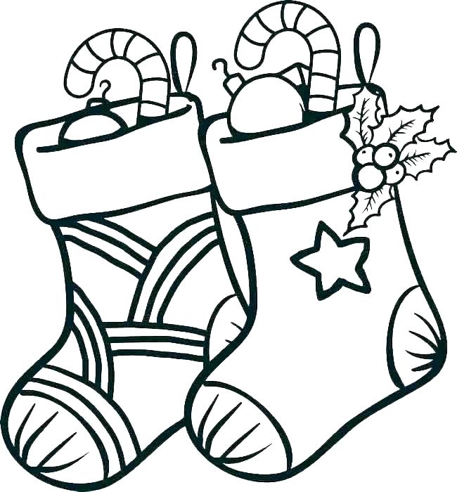 Christmas Stockings Coloring Page for Preschoolers