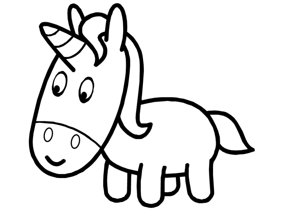 Cute Baby Unicorn Coloring Page for Kids