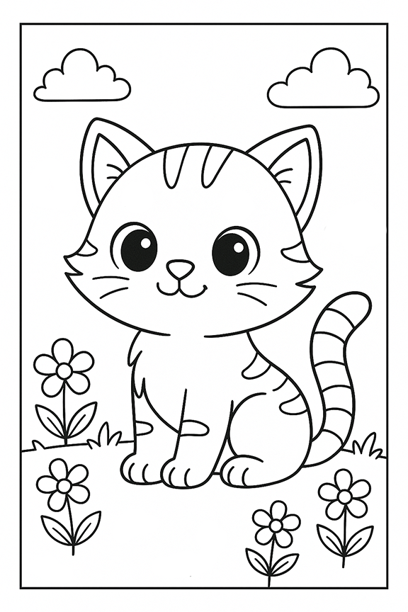 Cute Cat Coloring Page