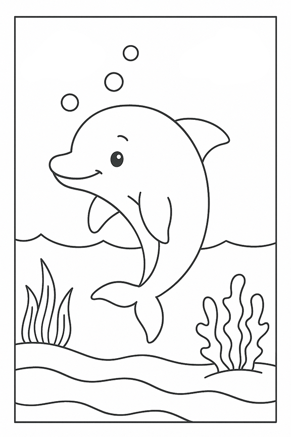 Cute Dolphin Coloring Page