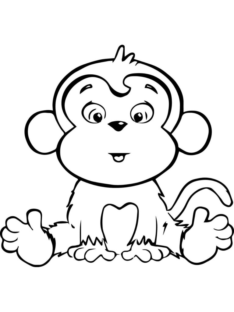 Cute Little Monkey Coloring Page