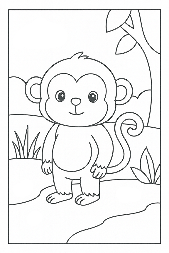 Cute Monkey Coloring Page