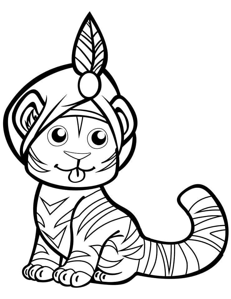 Cute Tiger Coloring Page