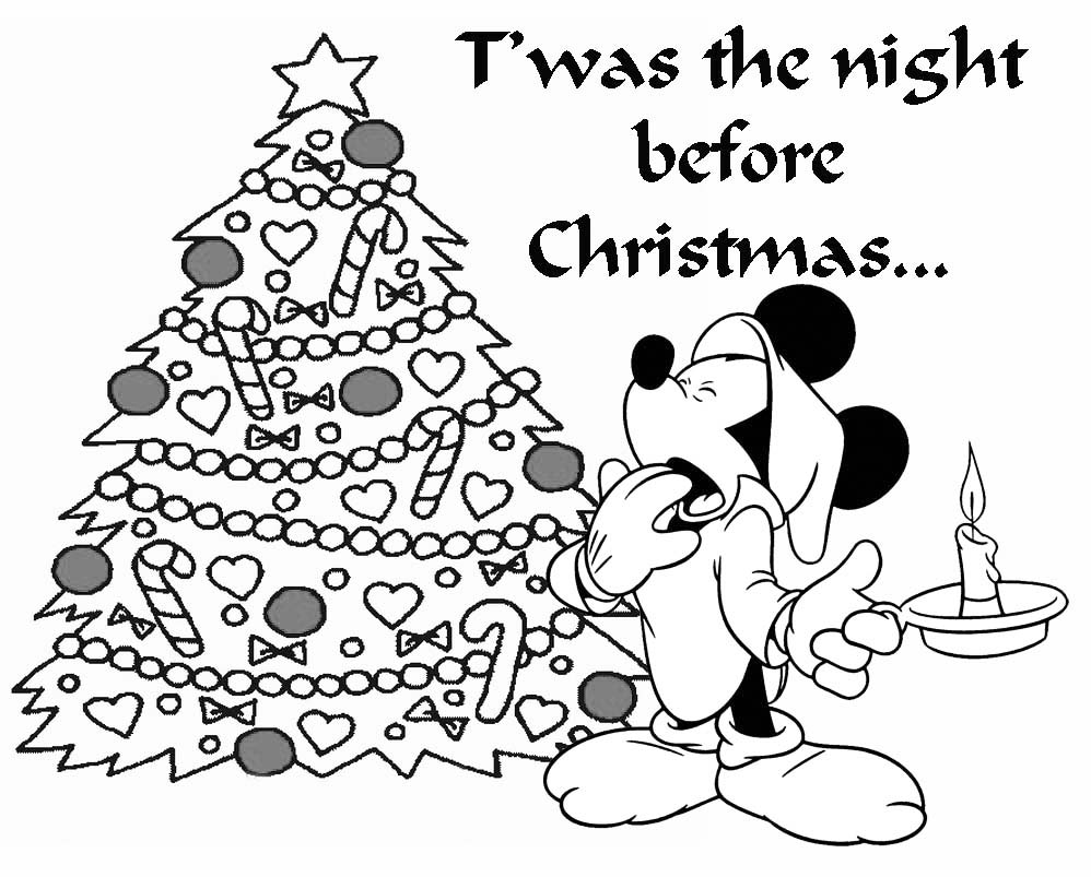 Disney Coloring Page Mickey Christmas Tree