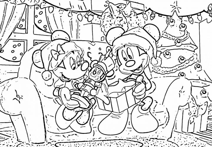 Disney Coloring Pages Mickey and Minnie Christmas