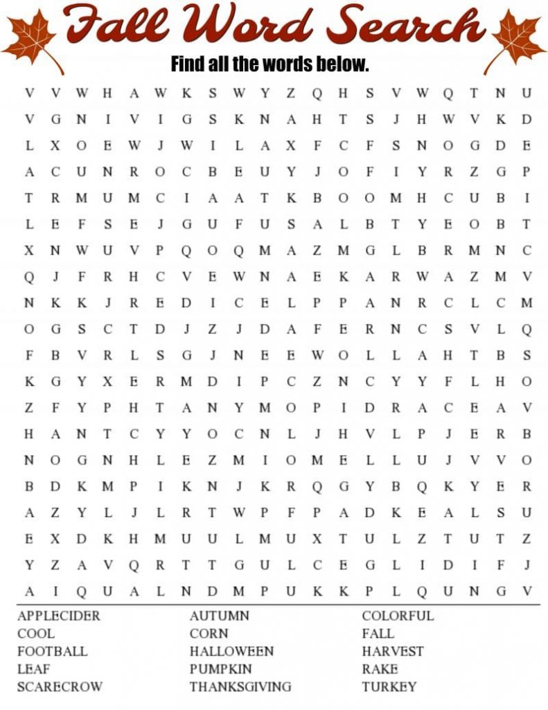 Fall Word Search