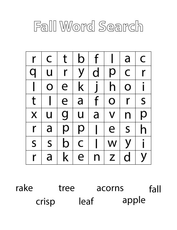 Fall Word Search Printable