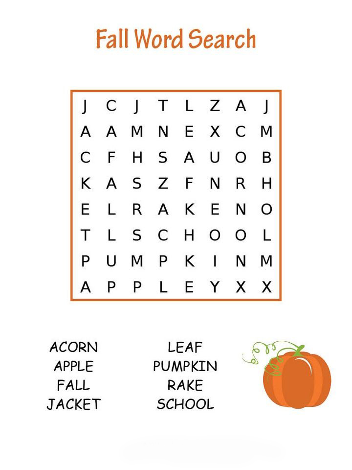 Fall Word Search Puzzles