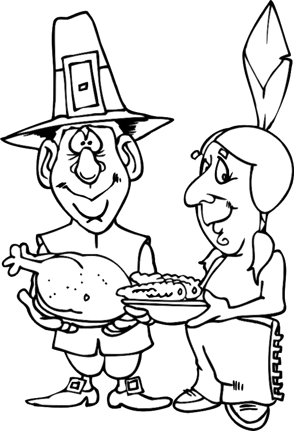 First Thanskgiving Dinner Coloring Page