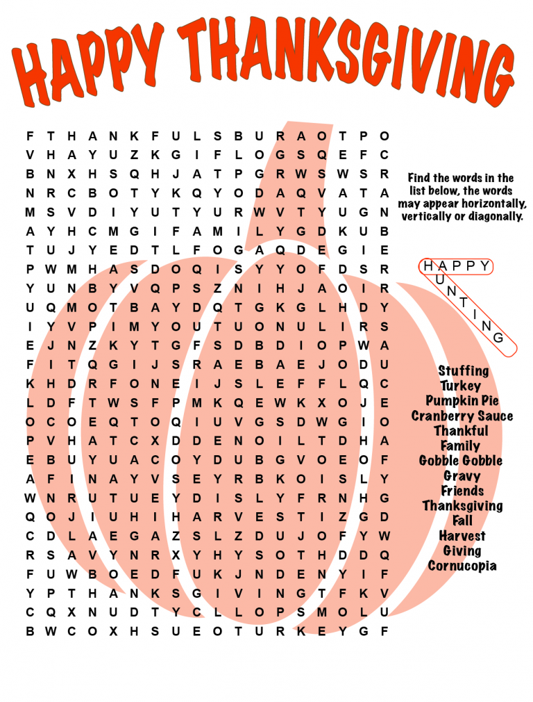 Printable Thanksgiving Word Search