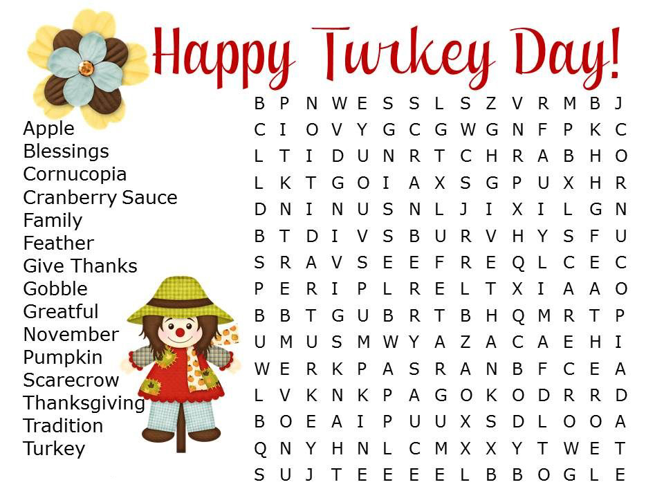 Happy Turkey Day Word Search