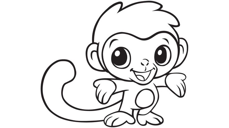 Little Monkey - Cute Animal Coloring Page
