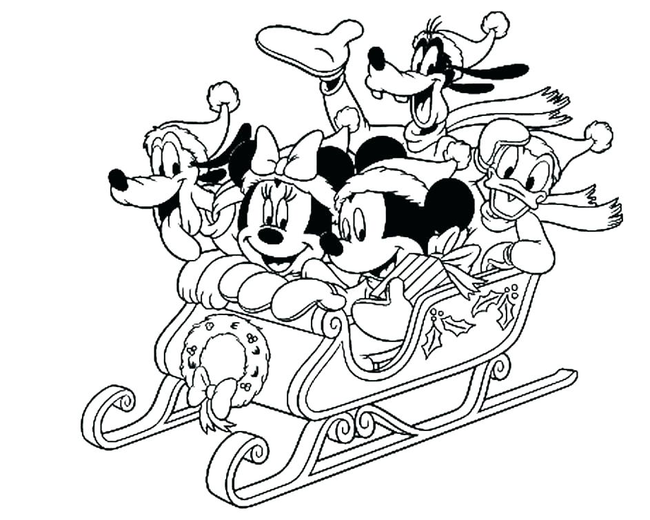 Mickey Mouse Christmas Sleigh Coloring Page