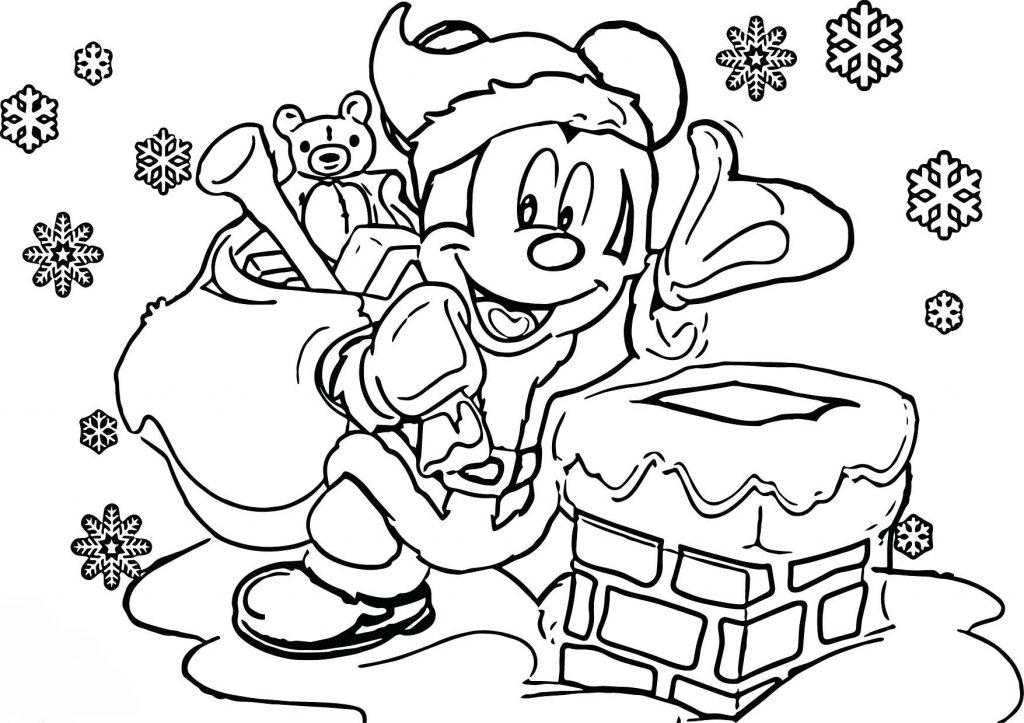 Mickey Mouse Disney Christmas Coloring Page