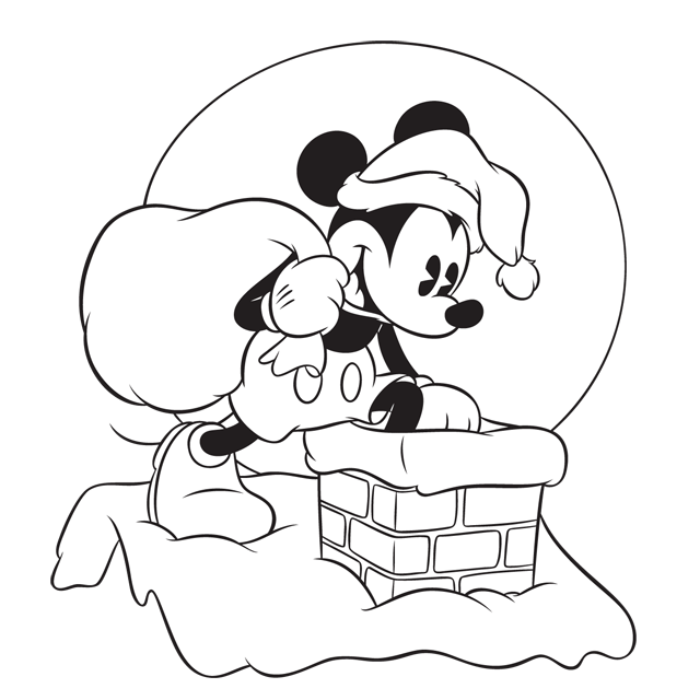 Mickey Mouse Santa Christmas Coloring Page