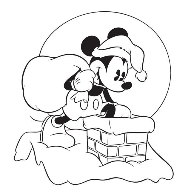 Mickey Mouse Christmas Coloring Pages For Kids Drawing With Crayons