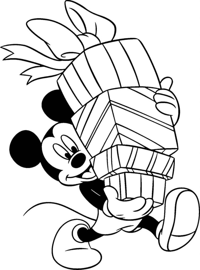 Mickey's Christmas Presents Coloring Page
