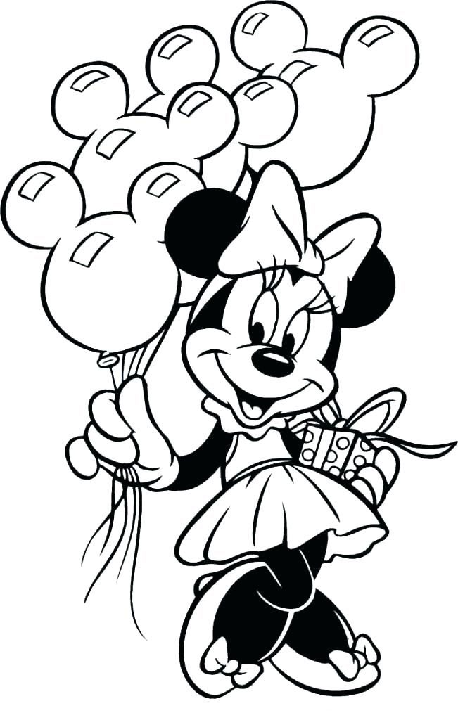 Minnie Mouse Present Coloring Page