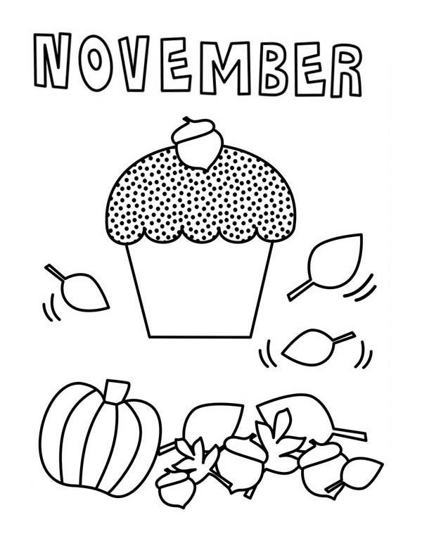 coloring november cupcake printable cute sheets fall bestcoloringpagesforkids thanks give children netart harvest