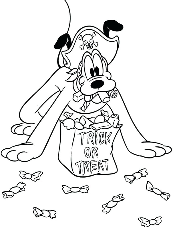 Pluto Trick Or Treating Coloring Page
