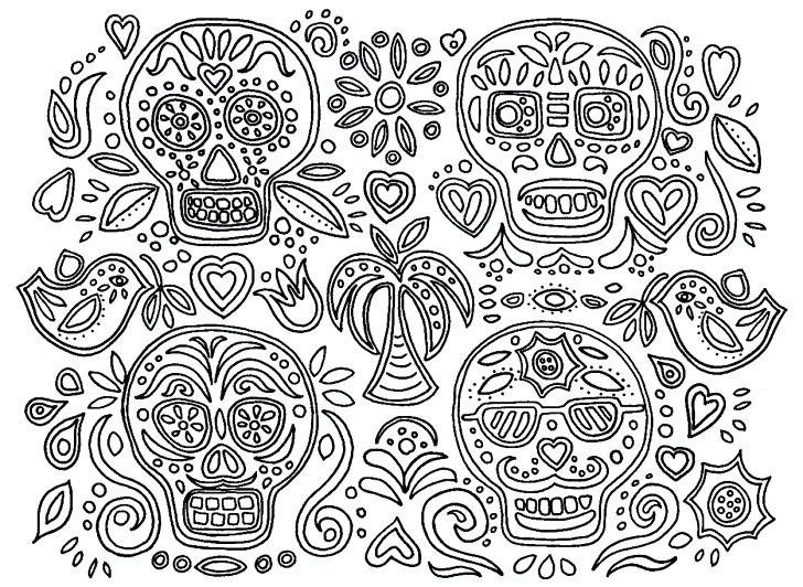 Skulls October Coloring Pages