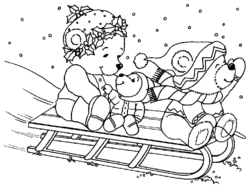 Sledding - December Coloring Pages