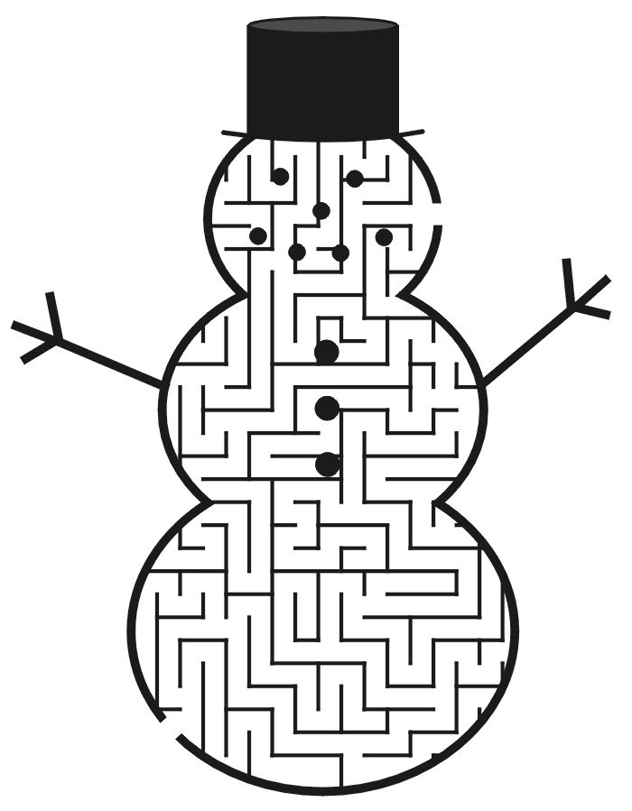Snowman Christmas Maze to Print