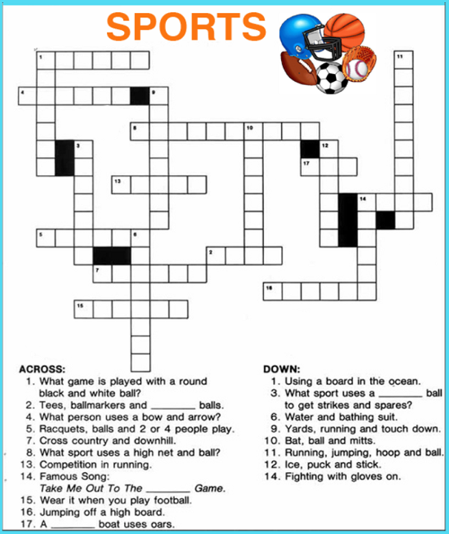 Sports Crossword Puzzles For Kids