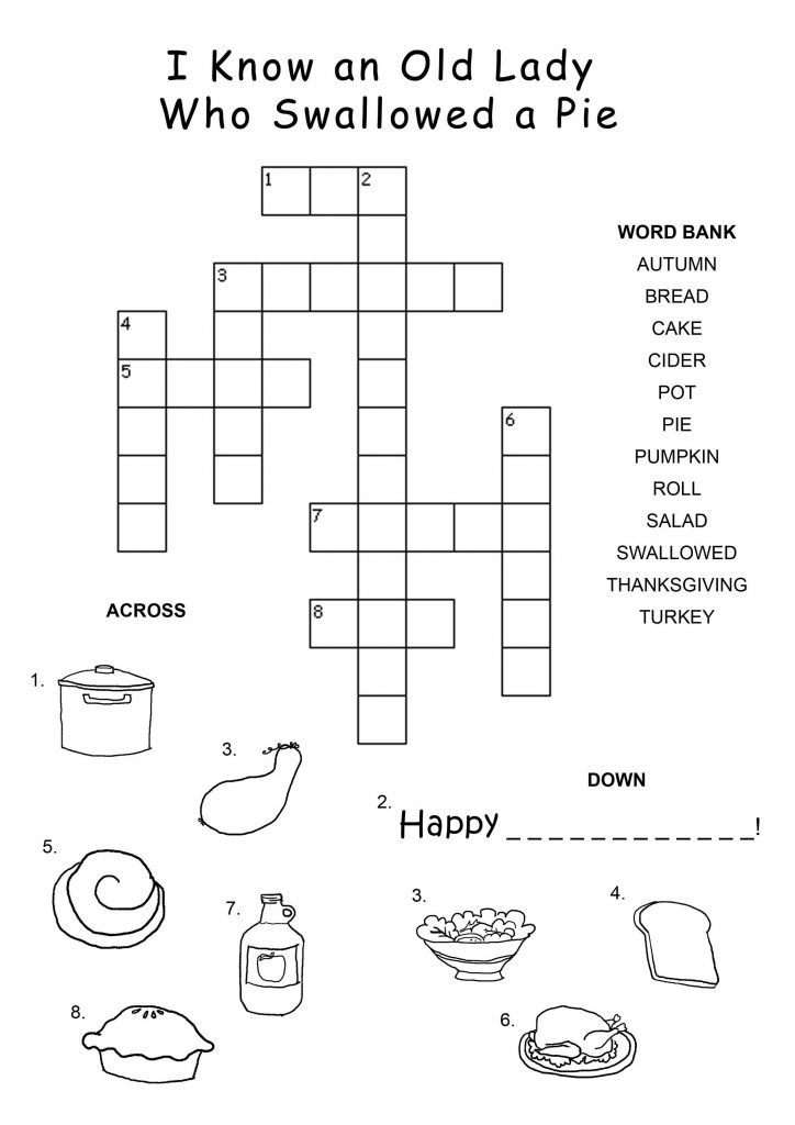 Swallowed a Pie Thanksgiving Crossword