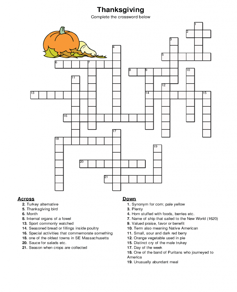 Thanksgiving Crossword