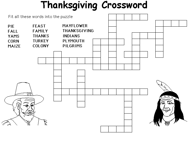 Thanksgiving Crossword Puzzle.