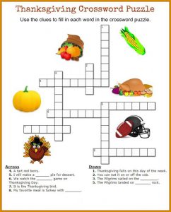 Thanksgiving Crossword Puzzle - Best Coloring Pages For Kids