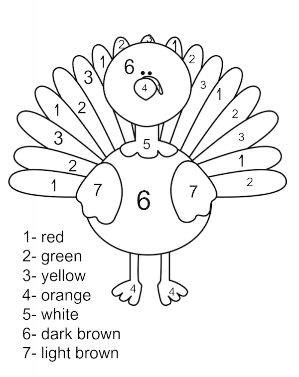 Thanksgiving Turkey Color By Number
