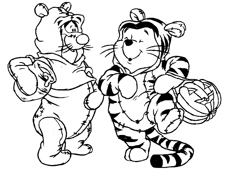 Tigger And Pooh In Eachothers Costumes Coloring Page