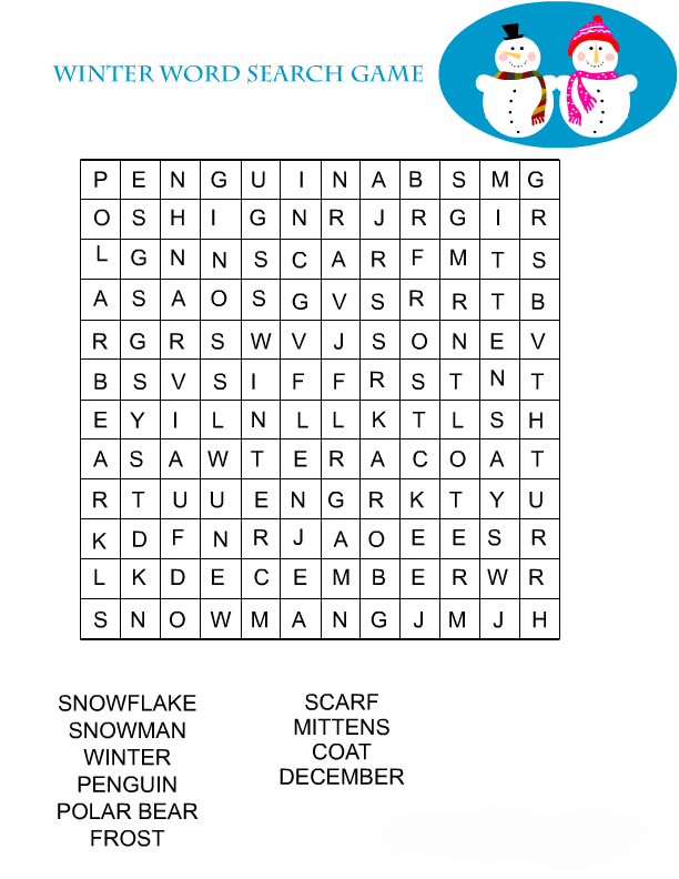 Winter Word Search Game