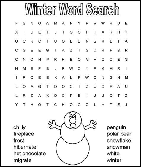 Featured image of post Winter Word Search Coloring Pages : Find and circle the winter words set page margins to zero if you have trouble fitting the template on one page (file, page setup or file, printer setup in most browsers).