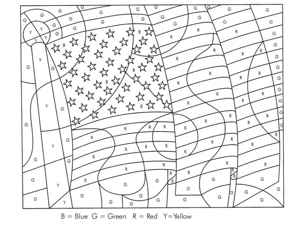 Drapeau américain à colorier par lettres