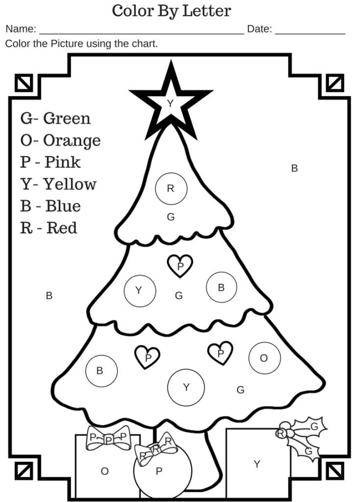 Christmas Color By Letter Coloring Pages