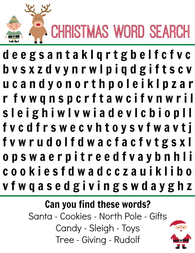 Christmas Word Search for Kids