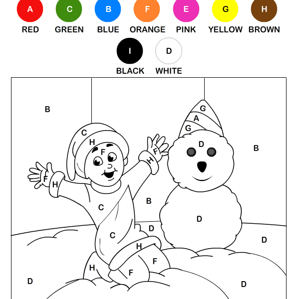 Color By Letter Winter Coloring Pages